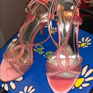 Pink satin Rhinestone sandals